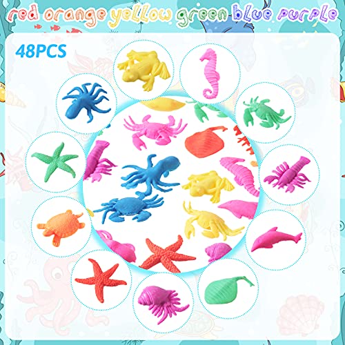 48 Pieces Water Growing Animals Toys Aquatic Animals Toys Set Water Growing Sea Creatures Aquatic Sea Creatures Toy Colorful Water Expanding Sea Creatures for Boys Girls Party Favors, 1.8 x 1.2 Inches 2