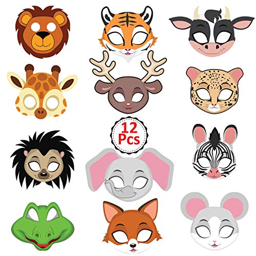 Party Propz Animal Eye Mask - Large 12 Pcs, Animal Mask For Kids Face | Jungle Theme Birthday Decoration | Animal Mask For Boys Girls | Animal Theme Birthday Decoration | Birthday Masks For Kids Party 2