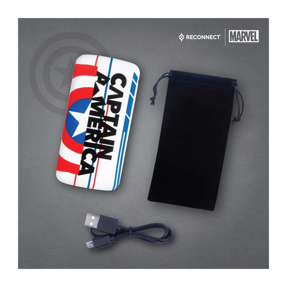 Reconnect Marvel 10000mAh Power Bank, Li-Po Battery, 1 USB Output Port, Micro USB & Type C Dual Input, BIS Approved, Mobile Accessories - DPB102 (Captain America Shield) 4