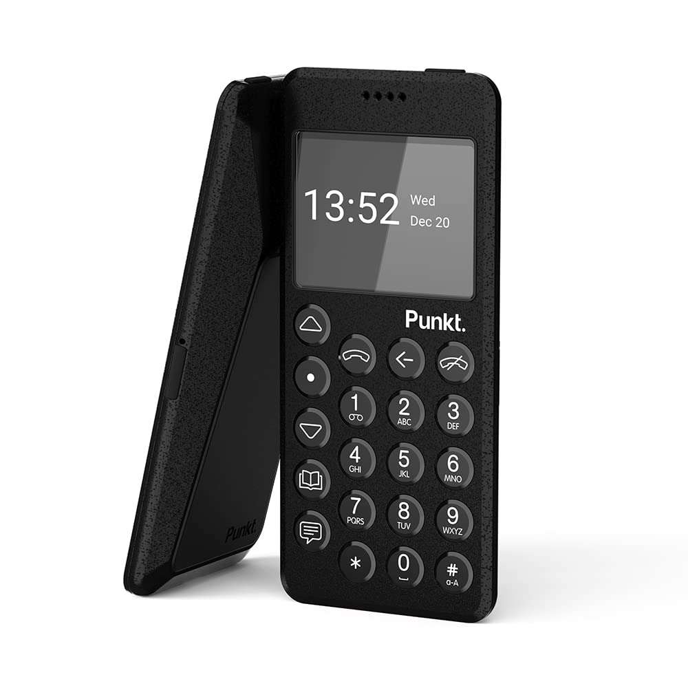 Punkt. MP02 4G LTE Minimalist Mobile Phone - Unlocked Cell Phone with Nano-SIM, Wi-Fi Hotspot, 2GB RAM+16GB Storage, Bluetooth, Digital Security, Multiband - Black 1