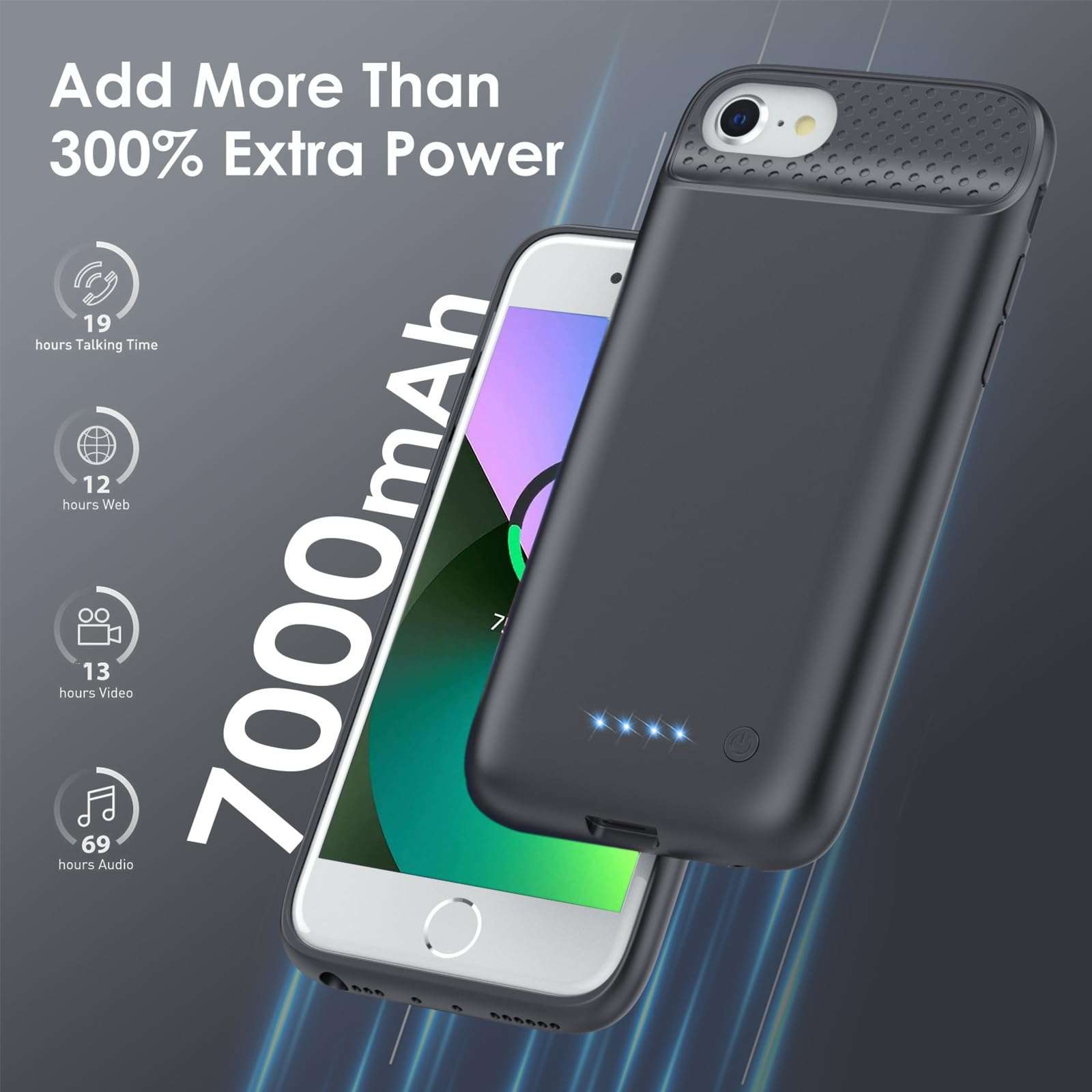 Battery Case for iPhone 6/6s/7/8/SE(2022/2020)(6.1 Inch), [2024 Upgraded] Ultra-Slim 7000mAh Portable Extended Charging Case Cover for iPhone 8, iPhone 7, iPhone 6/6s, iPhone SE Charger Case (Black) 4