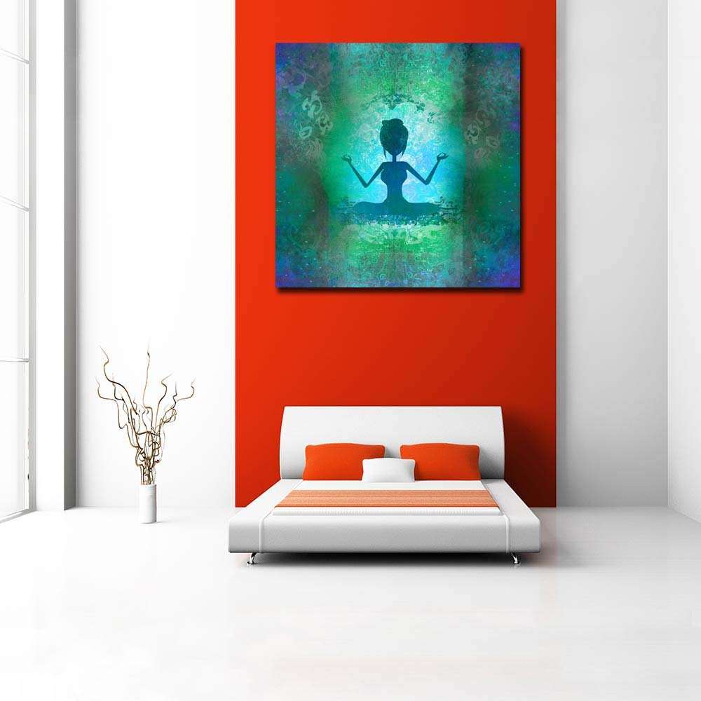 Pitaara Box Yoga Girl in Lotus Position | Peel & Stick Vinyl Wall Sticker for Bedroom & Living Room | 16 x 16 inch (41 x 41 cms) 5