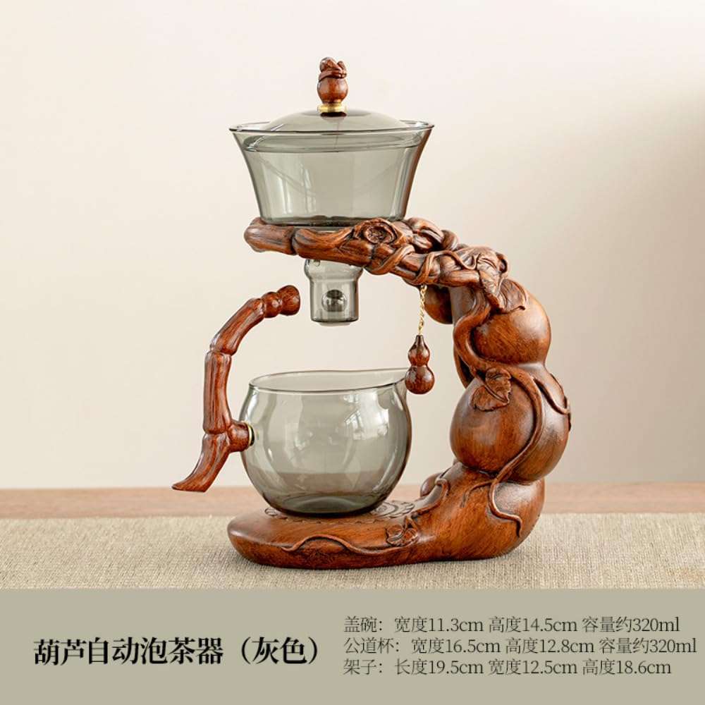 25cm Grey Glass Lazy Person Automatic Tea Set and Tea Dispenser Light Luxury High-end 3