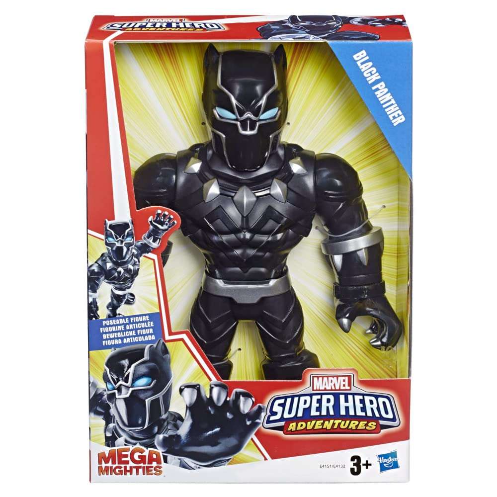 Super Hero Adventures Playskool Heroes Marvel Mega Mighties Black Panther Collectible 10" Action Figure, Toys for Kids Ages 3 & Up 3
