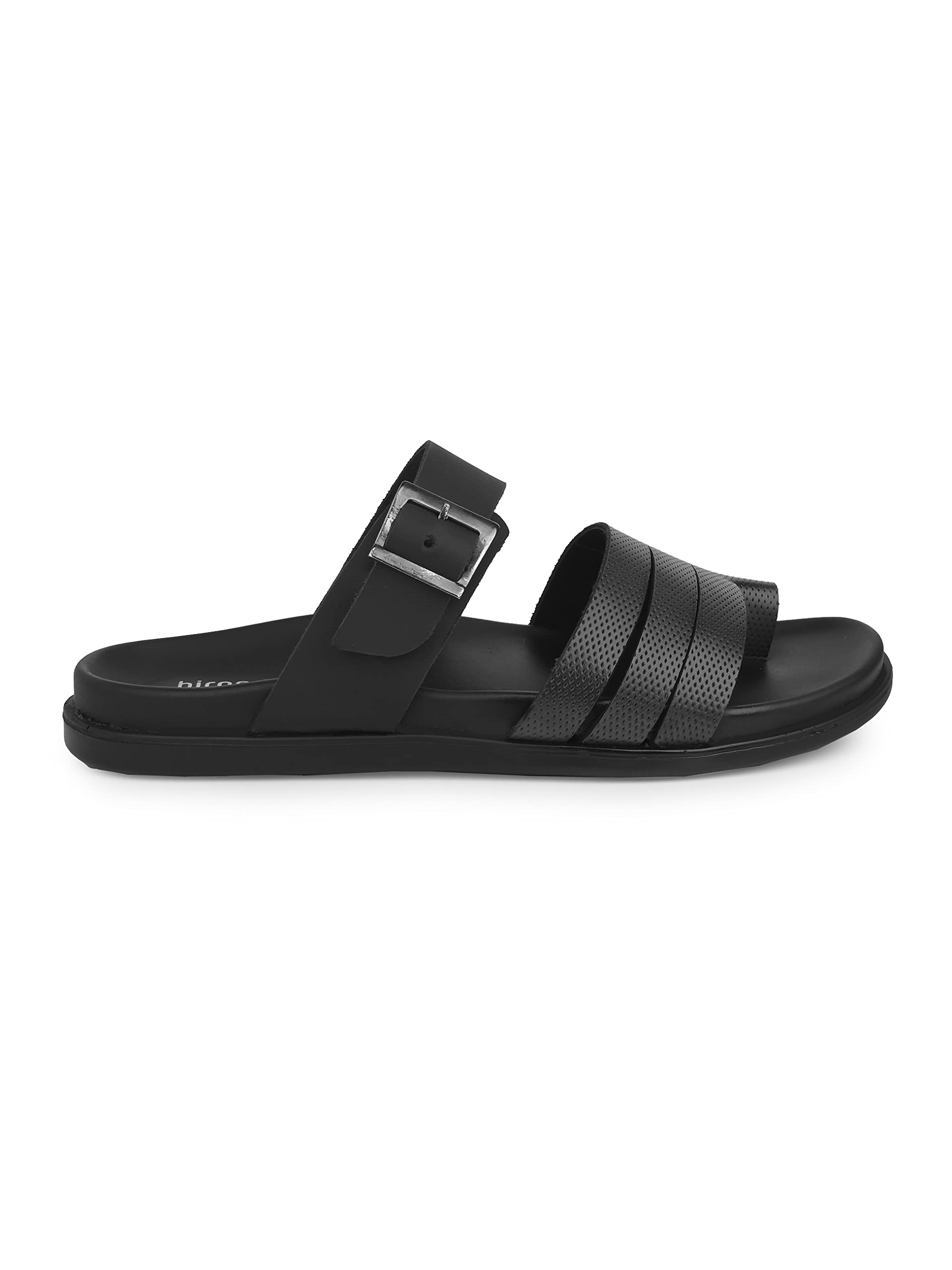 BIRGOS Mens Leather Sandals (SHR022A) (Black, numeric_7) 6