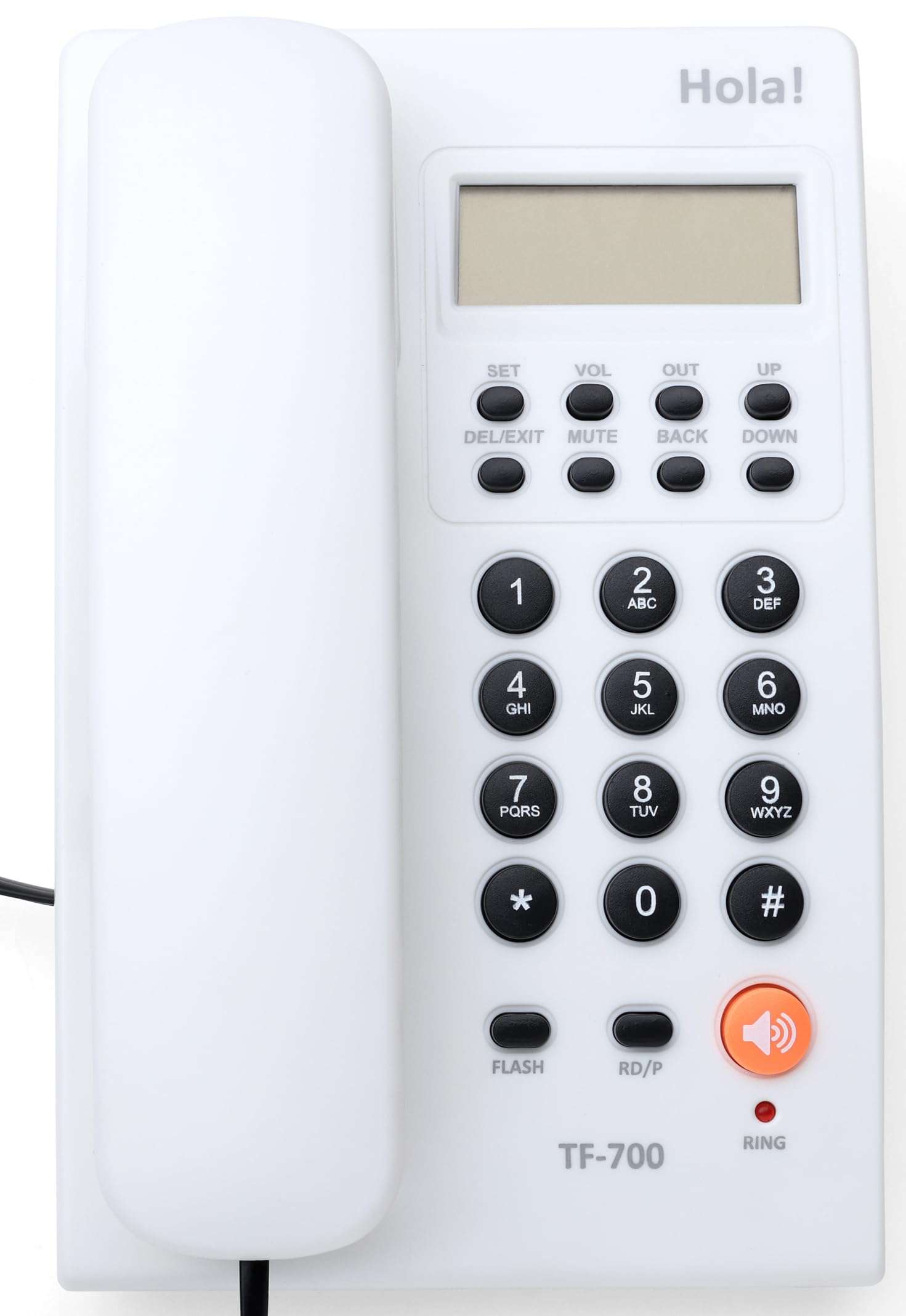 Hola! TF 700 (White) Caller Id Corded Landline Phone with 16 Digit LCD Display & Adjustable Contrast,2Ways Speaker Phone,Alarm, DND, Solid Build Quality,Classic Design 1