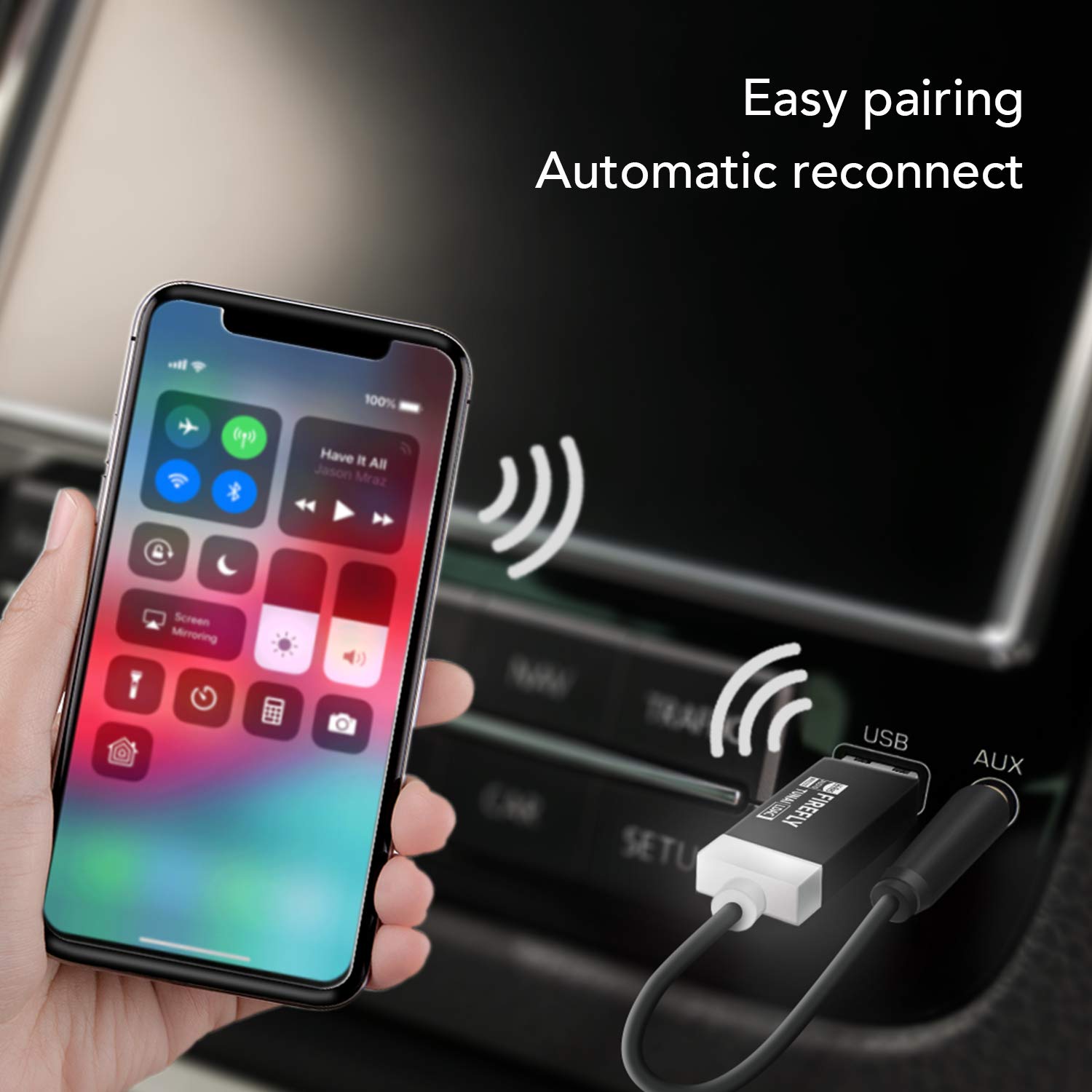 TUNAI Firefly LDAC Bluetooth Receiver: High Resolution Wireless Audio Bluetooth 5.0 Adapter with Audiophile USB DAC 3.5mm AUX for Car/Home Stereo Hi Res Music Streaming; Auto On, No Charging Needed 2