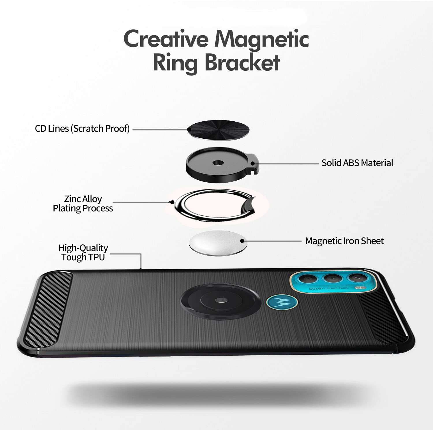 Unistuff Back Case Cover for Motorola Moto G82 5G | Ring Stand | Premium Finish | Camera Protection - Night Black, 76861 4