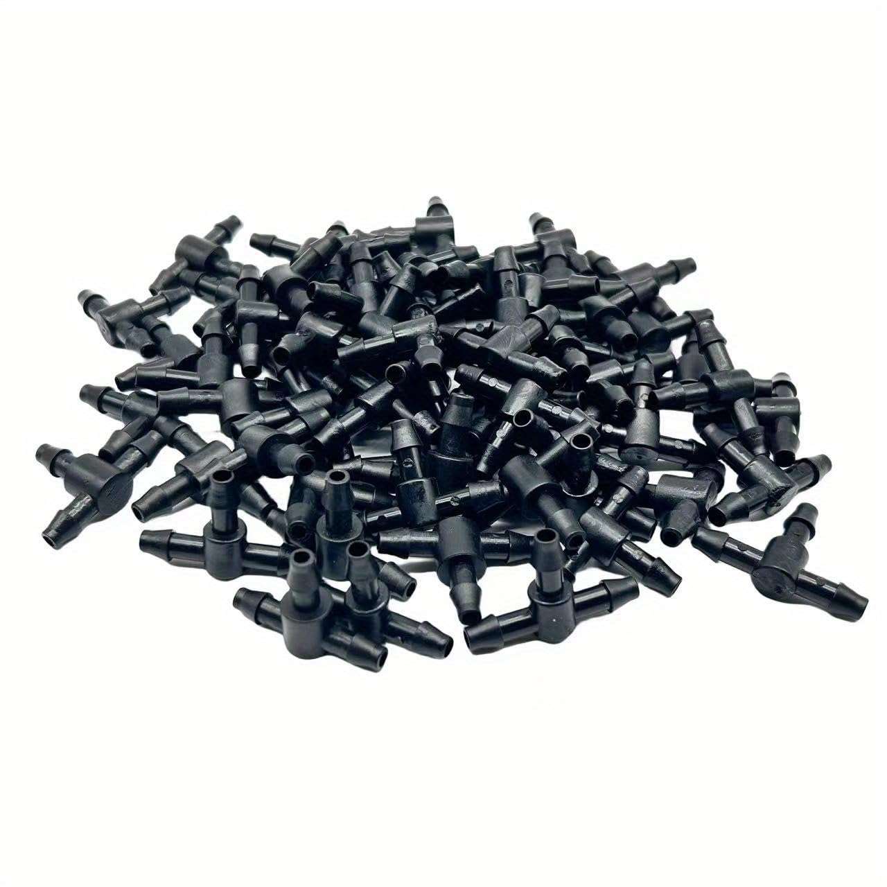 50Pcs Drip Irrigation Universal Connector 1/4 Inch Barbed Tee Tubing,Drip Irrigation Barbed Connectors 1/4''Tubing Fittings For Flower Pot Garden Lawn 4