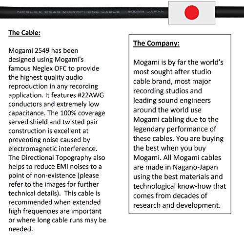 WORLDS BEST CABLES 3 Foot – Directional High-Definition Audio Interconnect Cable Pair Custom Made Using Mogami 2549 Wire and Amphenol ACPR Die-Cast, Gold Plated RCA Connectors 3
