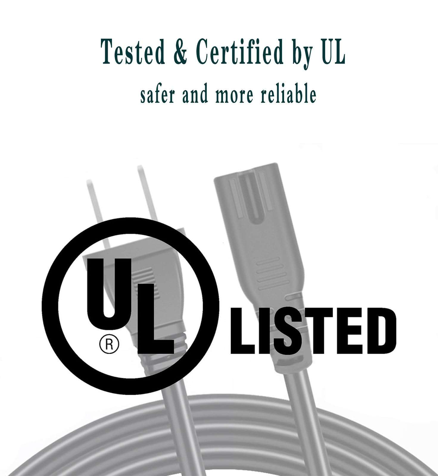 2Prong AC Power Cord Cable Compatible with JBL PartyBox 100 110 200 300 310 710 1000 On-The-Go Speaker JBL Soundbar Power Cable 3