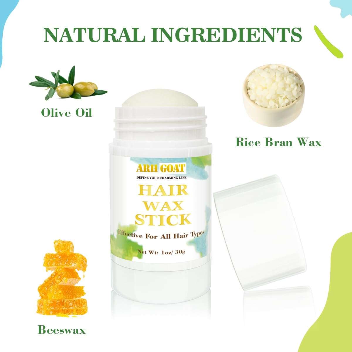 ARHGOAT 3PCS Set Hair Wax Stick, Wax Stick for Hair, Smoothing & Slick Stick for Wigs, Styling Waxes for Fly Away & Edge Frizz Hair (1oz*3pcs) 3