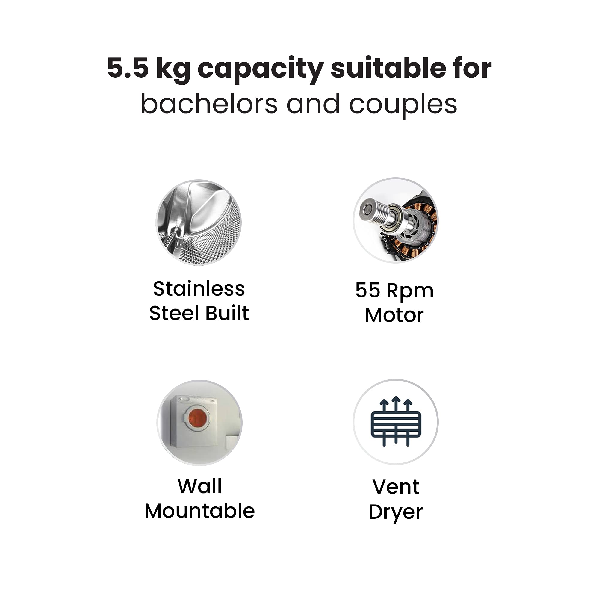 IFB 5.5 kg Fully-automatic Dryer (TURBO DRY EX, Silver, Wall Mountable,Anti crease) 3