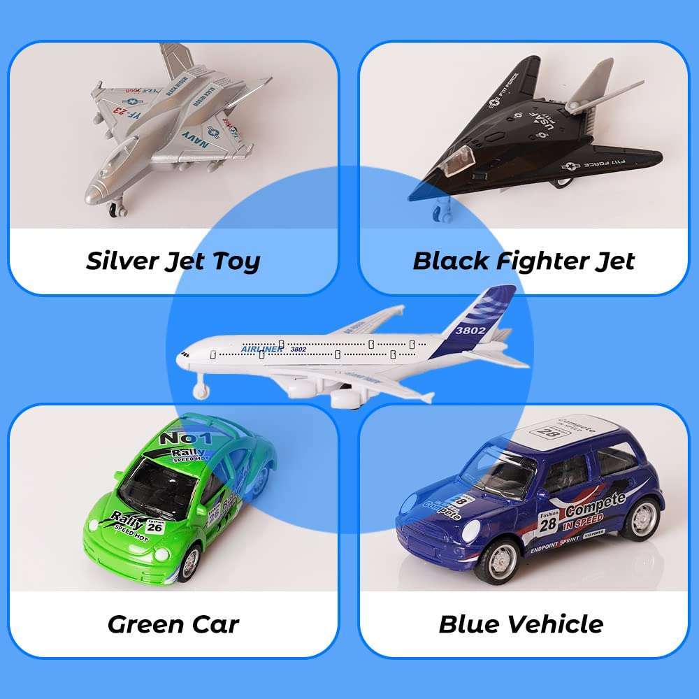 Crelloci Pull Back Airplane Toys 5 Pcs Fighter Jet Toys Set, Includes Diecast Mini Vehicle Toy, Military Fighter Jet Toys, Model Airlines Plane Aircraft Gift for Children Kids Girls Party Favors 4