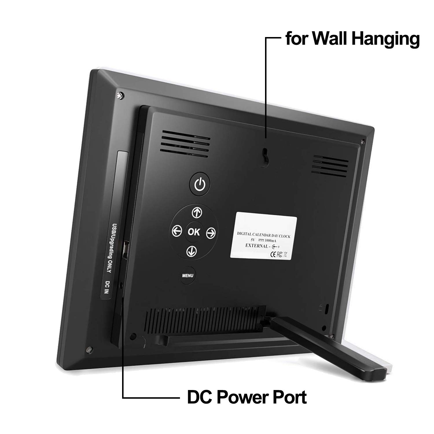 JALL 【New 2024】 Digital Calendar Alarm Day Clock - with 8" Large Screen Display, am pm, Multiple Alarms, for Impaired Vision People, The Aged Seniors, The Dementia, for Desk, Wall Mounted, Black 3