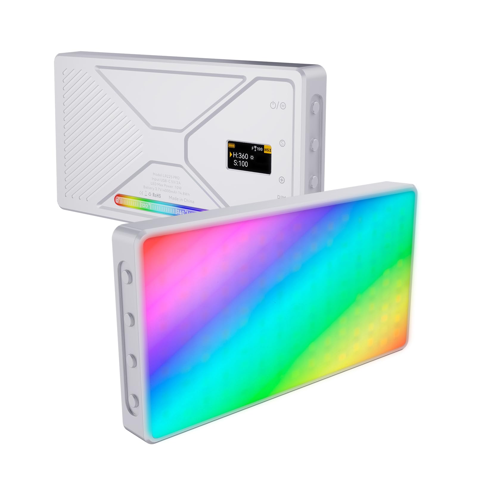 RGB Video Light, 10W Portable LED Photography Light with 2500K-9900K, UP to CRI 95 +, 24 Effects, with Cold Shoe Mount, 4000mAh Rechargeable Battery, for DSLR Camera 1