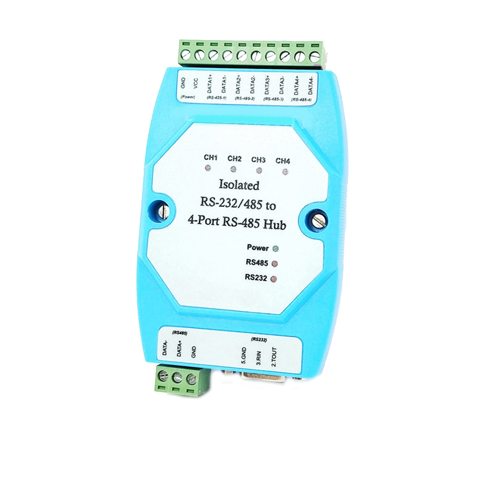 DADAKEWIN 4- Channel Isolated RS485 Hub Optical Isolation RS485 Repeater Splitter with RS232 Input 600W Anti-Strike Protection (Size : RS485) 1