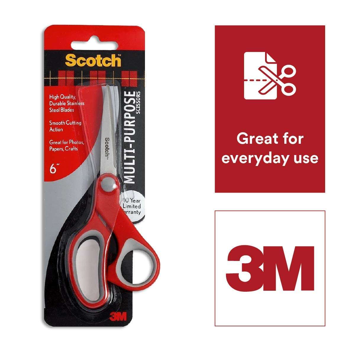 Scotch Magic Tape - The Original Matte-Finish Invisible Tape by 3M, Pack of 2 (2 Rolls, Width 1.9cm Length 25.4m) & Scotch 6-inch Multipurpose Scissor 6