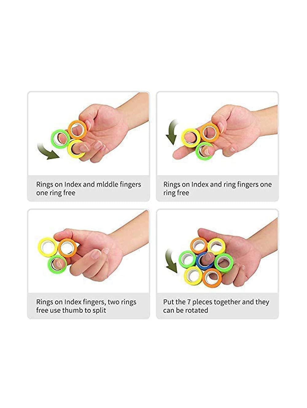 3 Pcs Magnetic Ring Toy, Magical Finger Spinning Toy Spinner Magnetic Toys for Kids Boys & Girls, Anti Stress Finger Magnetic Rings for 4 Years Old 4