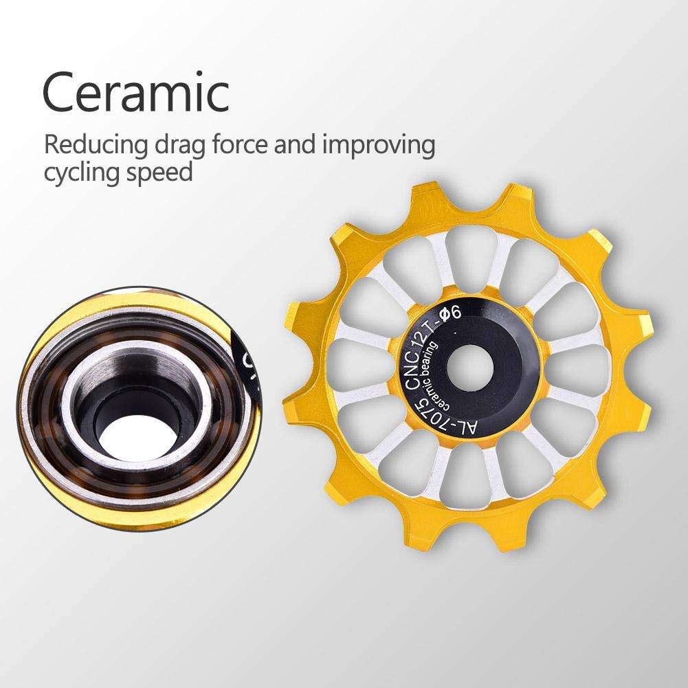 Derailleur Pulley Aluminum Sealed Bearing Wheel Wheel Rear Derailleur Pulleys 12T Ceramic Aluminum Wheel Rear Fit 4/5/6mm Screws Support 7/8/9/10 Speed 3