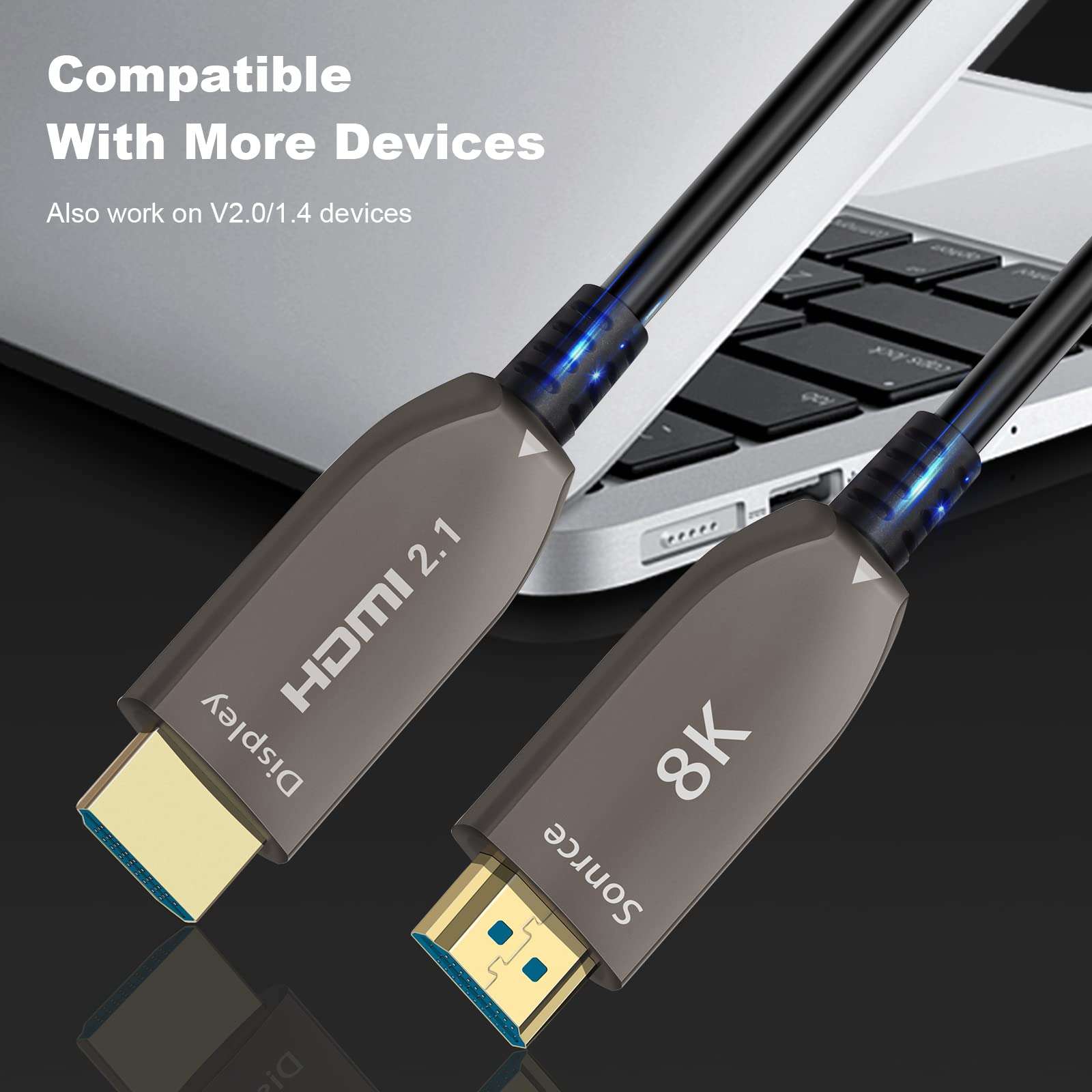 LAiDEWEiSi 8K Fiber Optic HDMI 2.1 Active Optical Cable, 48Gbps 8K60Hz/4K144Hz High-Speed HDR eARC 3D Dolby Support, Ultra HD for Home Theater, VR, Gaming, Streaming, PS5, Xbox, 4K/8K TVs (10ft/3m) 6