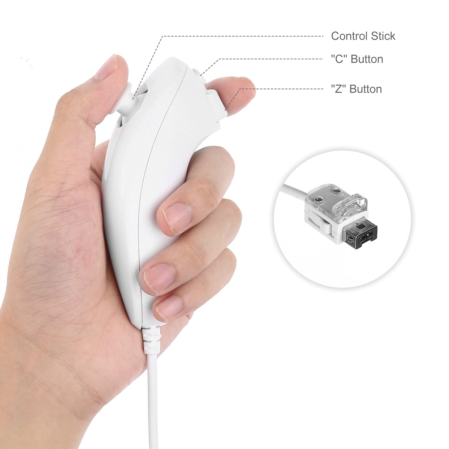Controller for Wii, PowerLead Built-in Motion Plus Remote and Nunchuck Controller for Nintendo Wii and Wii U + Silicon Case White 4