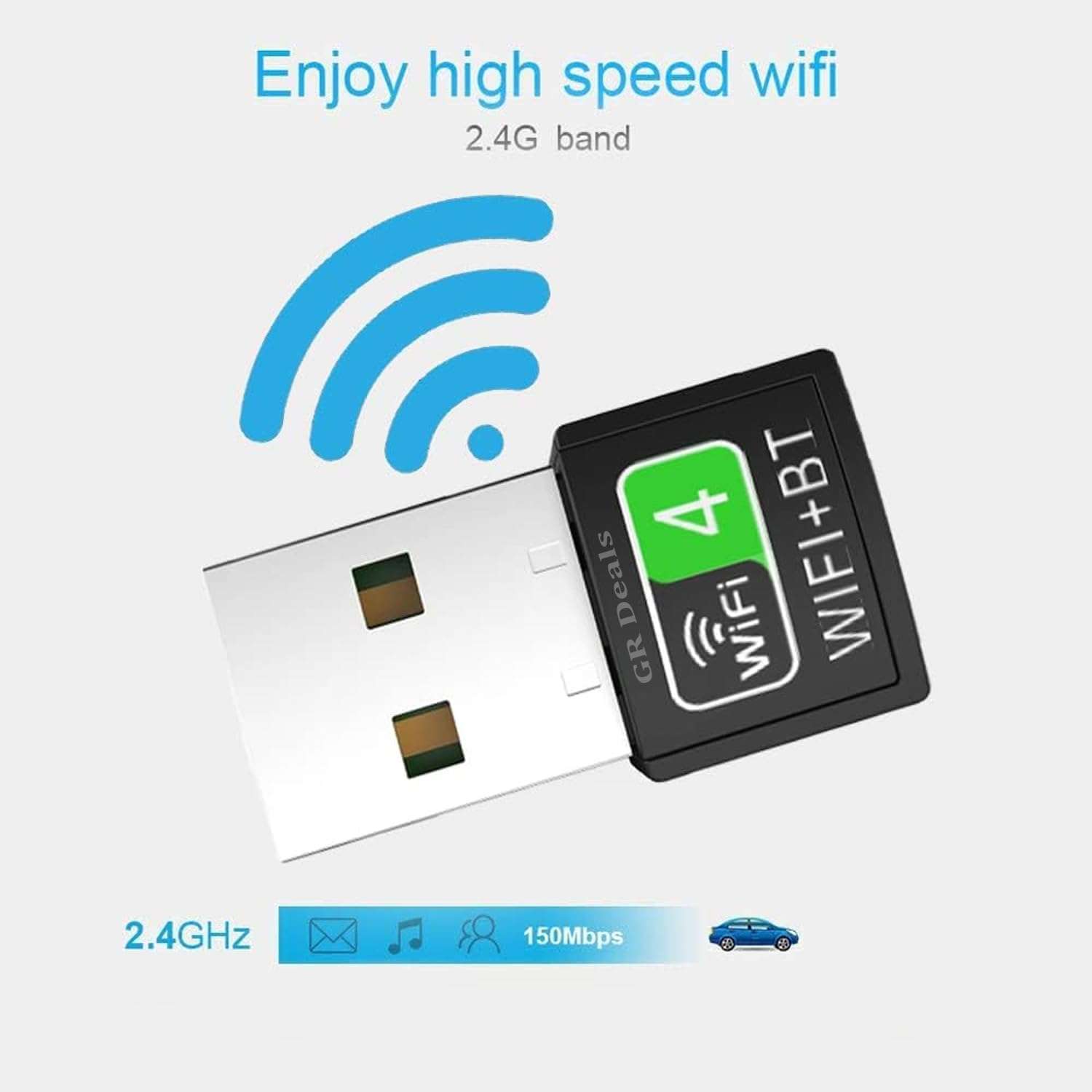 GR Deals 2 in 1 USB Bluetooth & WiFi Wireless Adapter Bt 4.2 150Mbps WiFi Dongle Network Card WiFi Receiver Bluetooth Transmitter for PC, Laptop, Desktop. 3