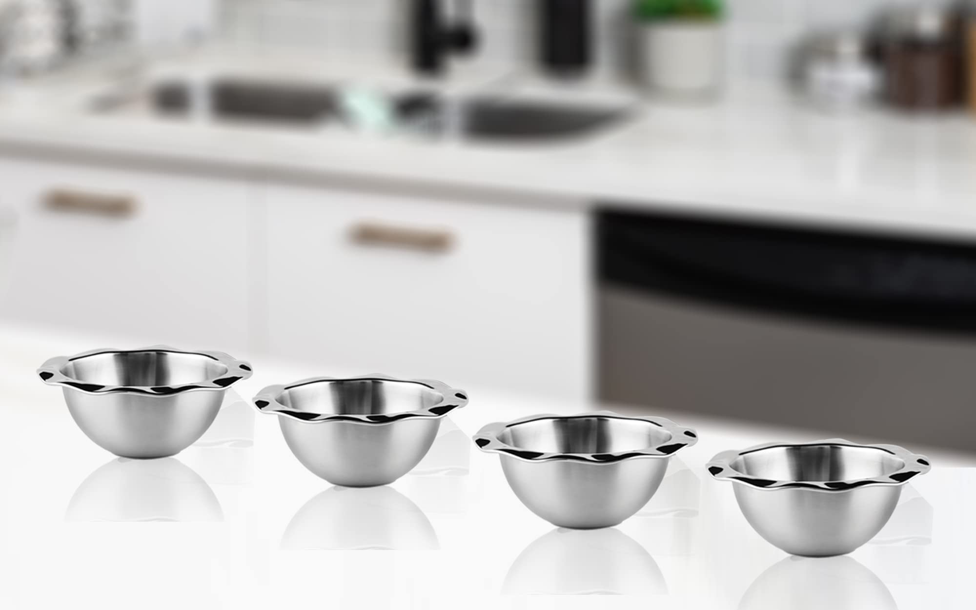 Shapes Set of 4 Pcs Stainless Steel Dessert Bowl Set (Set of 4 ) 6
