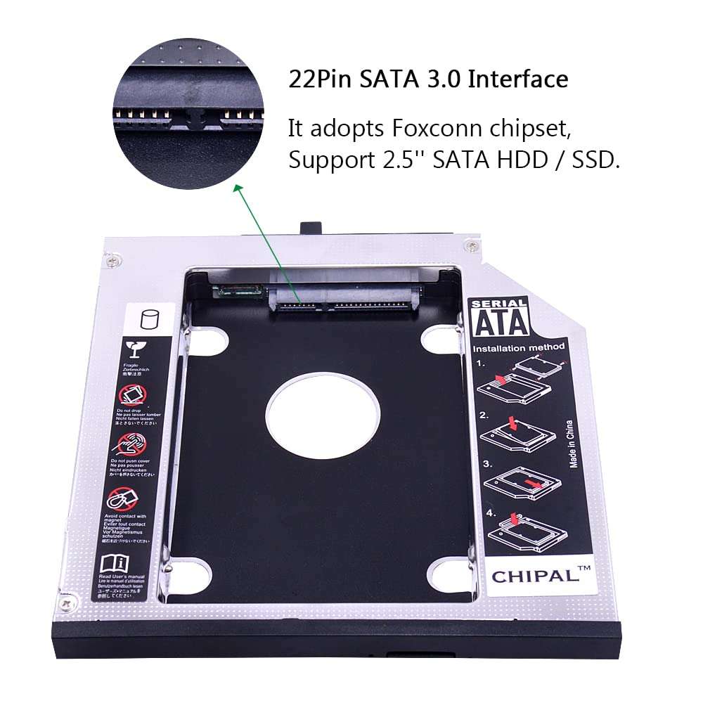 BOWONG SATA 2nd HDD Caddy 12.7 mm 2.5 Inch SSD Case HDD Enclosure for Lenovo ThinkPad T400 T400s T420 T430 T500 T520 T530 DVD/CD-ROM 4