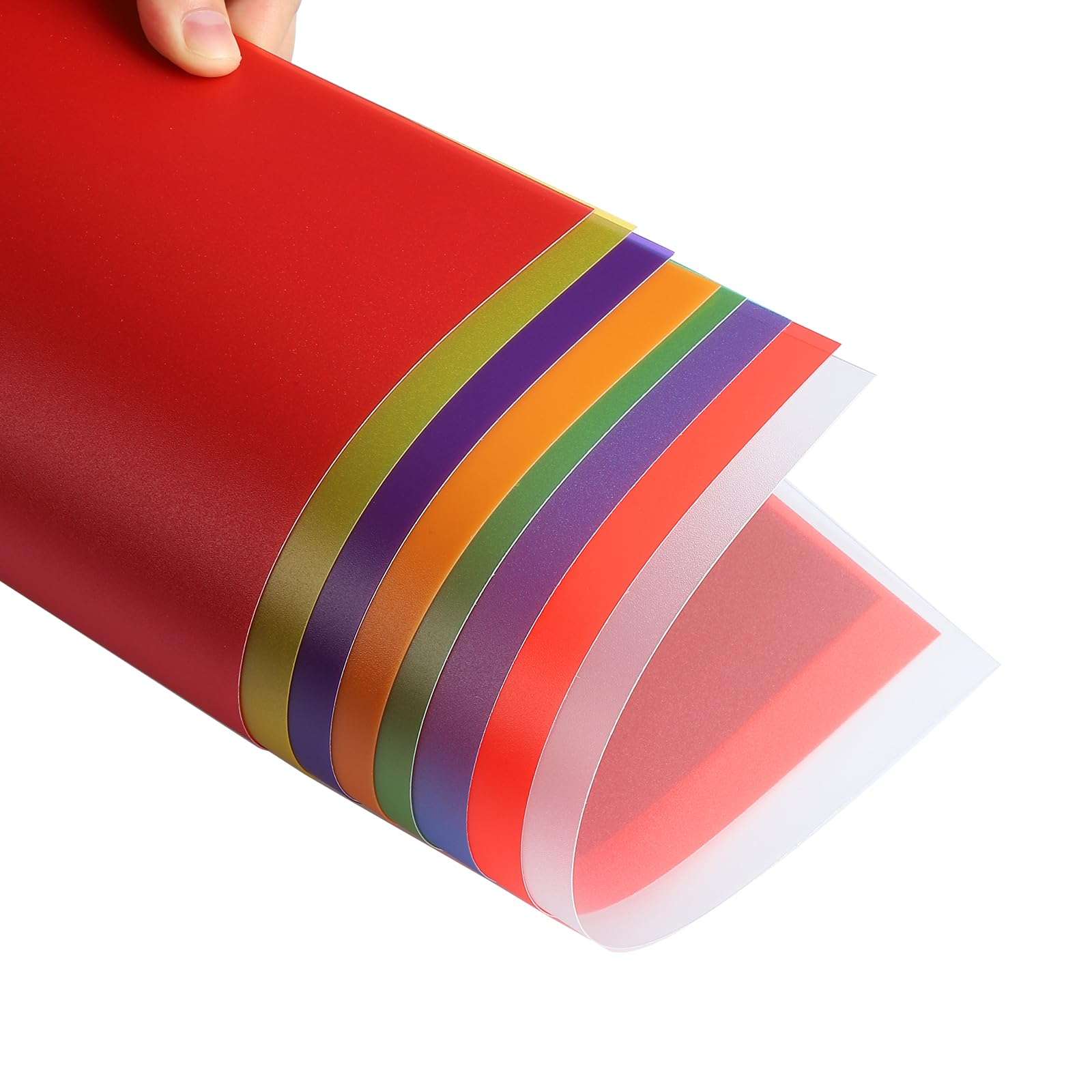 PATIKIL 20 Mil Clear PVC Binding Covers, 10 Pcs Front View Protector Un-Punched A4 Letter Size for Presentation, Report, Paper, Business Office Supply Document, Semi Transparent Red 5