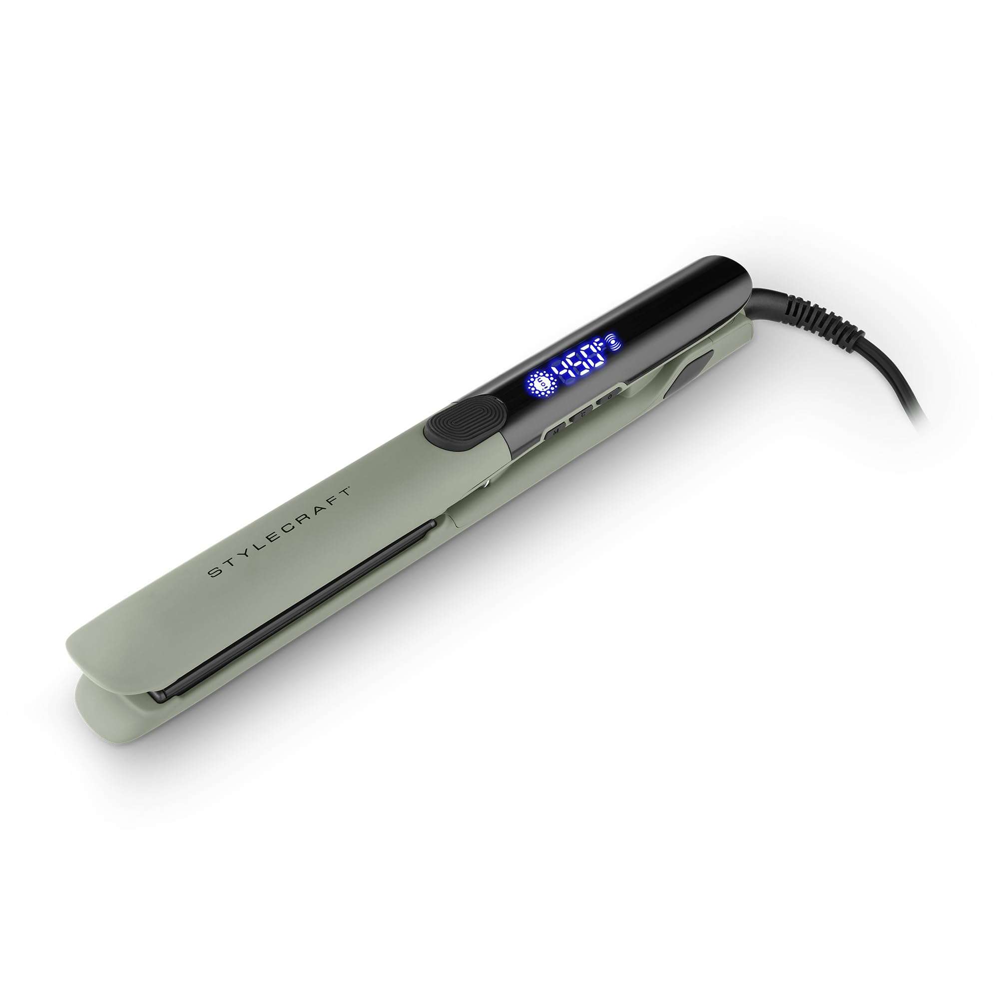 StyleCraft Sage – Professional Smooth Gliding Vibrating 1”-Inch Keratin Sealing Flat Iron with Titanium Plates and LED Display for Silky Smooth Hair 1