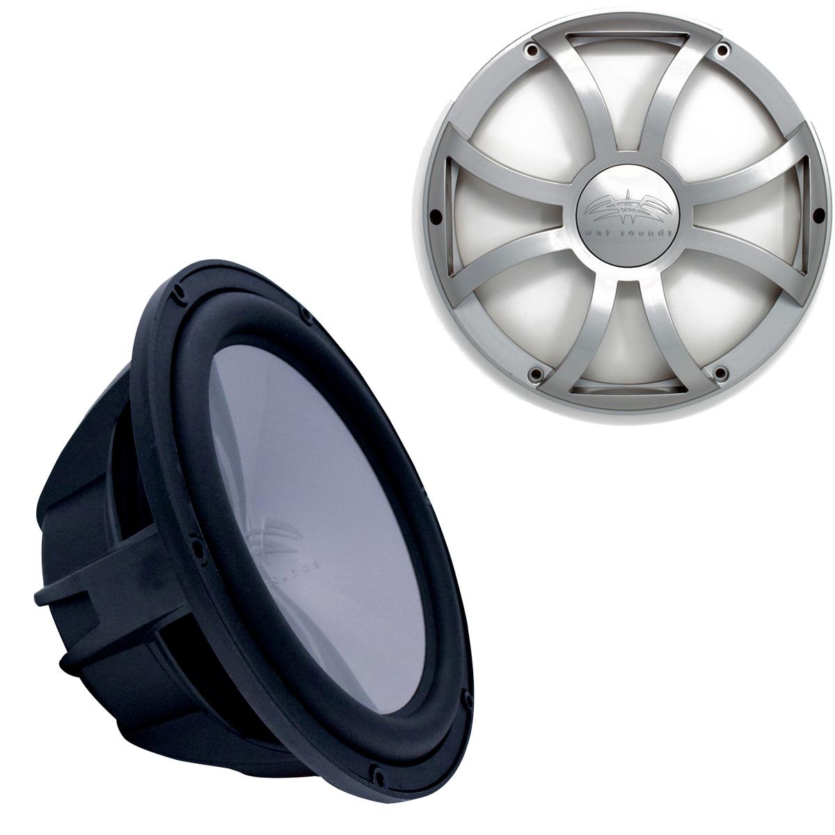 wet sounds Revo 10" Subwoofer & Grill - Black Subwoofer & Silver XS Grill - 4 Ohm