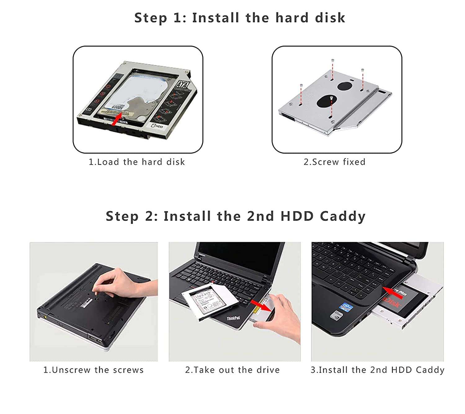 Wefly SATA 22 Pin HDD HD Hard Disk Drive Caddy Case for 9.5 mm Universal Laptop CD/DVD-ROM Optical Bay 5