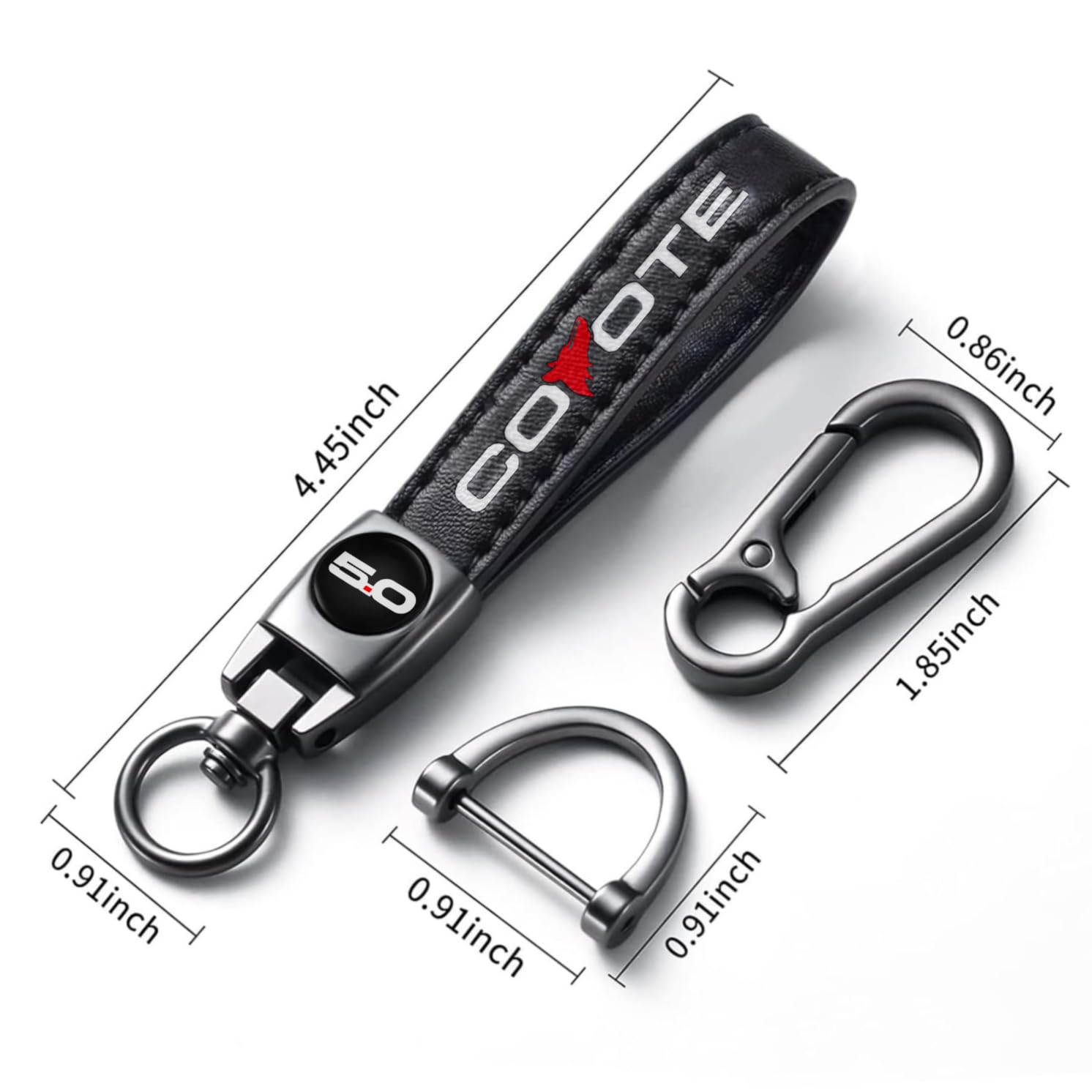 Leather Car Key Chain Metal Car Keyring Accessories Replacement with Suit for Ford Mustang GT & F150 Cars Accessories (5.0) 5