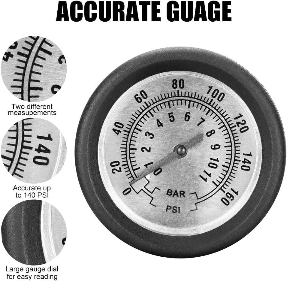 DIYASHI® Portable High Pressure Foot Air Pump Heavy Compressor Cylinder with Pressure Gauge Floor Pump for Motorbike, for Cars, Bicycle, Football, Cycle Pump (Black Color) 5