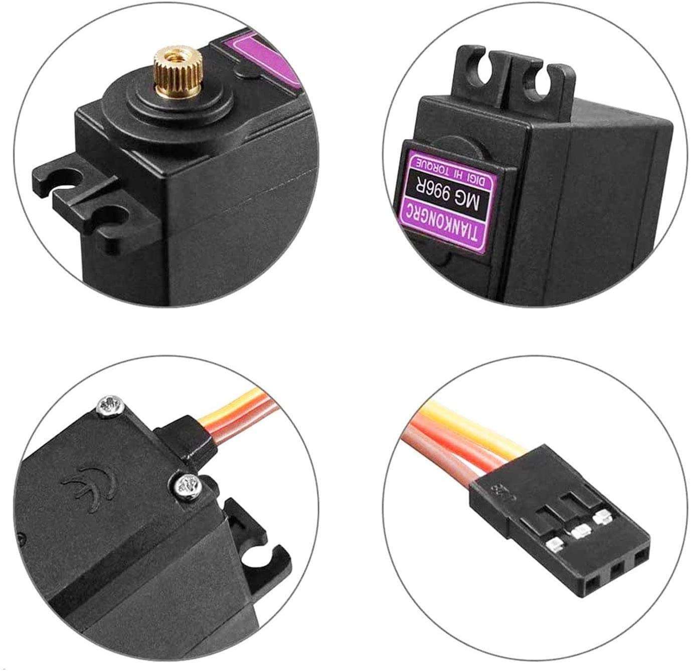 ETMall 6PCS MG996R Servo Motor Metal Gear Servo Motor Torque Digital Servo Motor High Speed Torque Servo Motor for Smart Car Robot Boat RC Helicopter Compatible Arduino Raspberry Pi Project 4