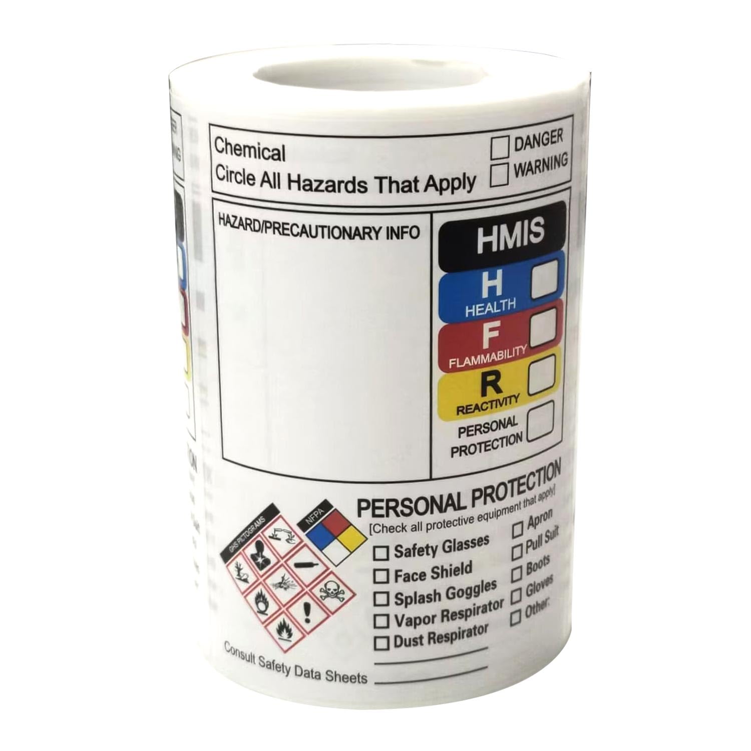 SDS OSHA Data Labels for Chemical Safety Data 4 x 3 Inch GHS Secondary Container Label-250 Pcs MSDS Stickers with GHS Pictograms Write-in Hazard Chemical Identifying and Marking Sticker Decals 1