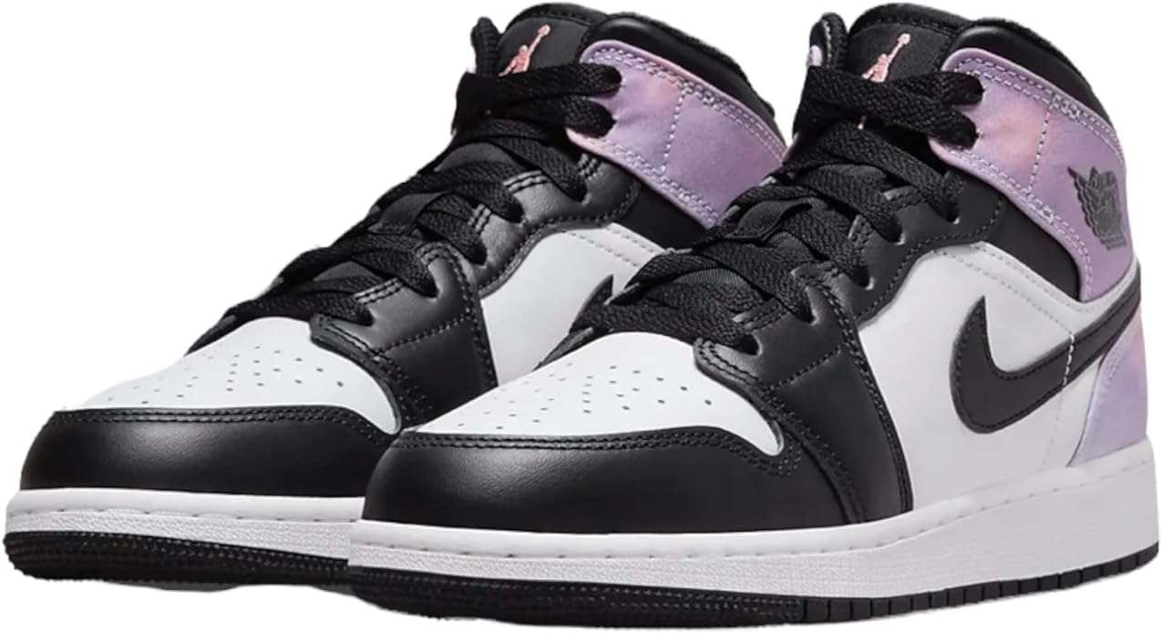 Nike boys Air Jordan 1 Mid Sneaker, Black/Bleached Coral-white, 6 Big Kid 3