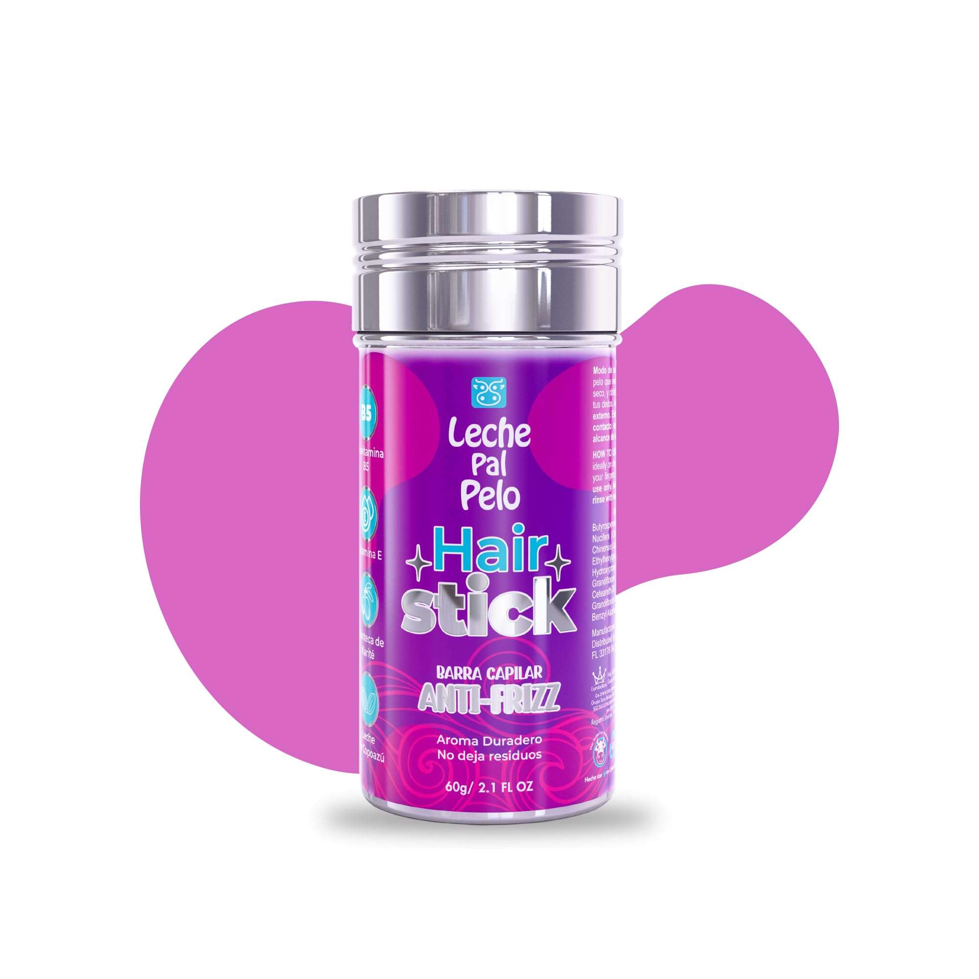 Leche Pal Pelo Hair Stick - Frizz-Free Control with Vitamin C, Shea Butter, Provitamin B5, and Copazu Milk for Sleek Styles, 2.1 oz. 1