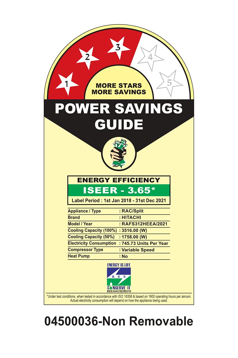 Hitachi 1 Ton 3 Star Inverter Split AC (Copper, Dust Filter, 2021 Model, RAFS312HEEA, White) 3