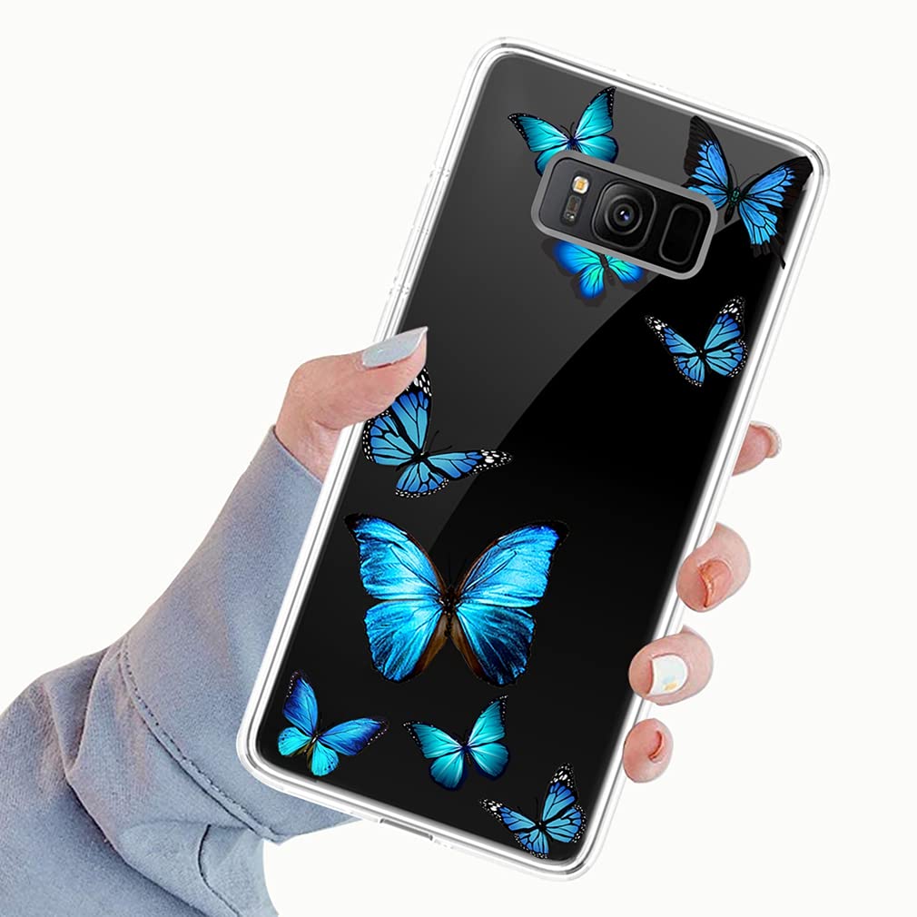 Vavies Case for Galaxy S8, Samsung S8 Case for Girls Women, Slim Shockproof Clear Pattern Soft Flexible TPU Back Phone Protective Cover Cases for Samsung Galaxy S8 (Blue Butterfly) 6