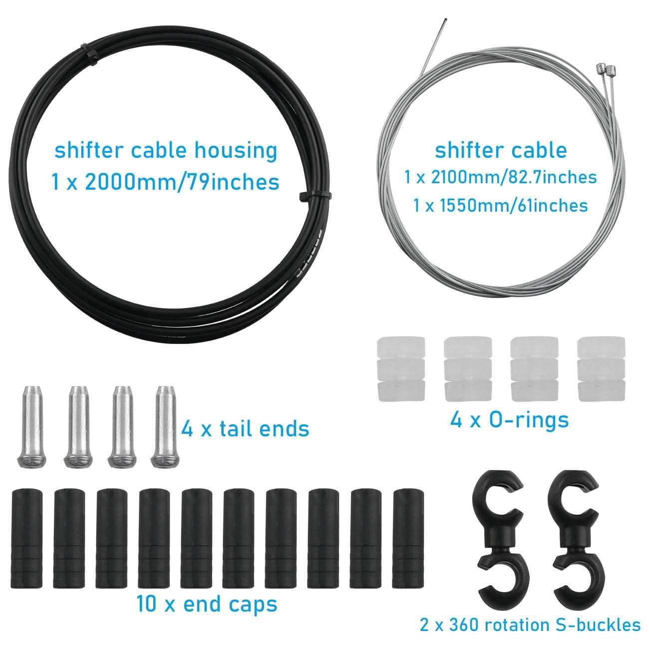 WHYHKJ 1 Set Bicycle Gear Shift Cable Housing Universal Kit Brake Cable Tube Set for Mountain Road Bike Repair (Black) 3