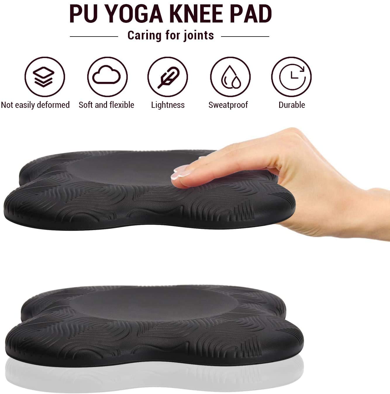 Zealtop Yoga Knee Pads Cushion Extra Thick for Knees Elbows Wrist Hands Head Foam Yoga Pilates Work Out Kneeling pad (Black 2packs) 5