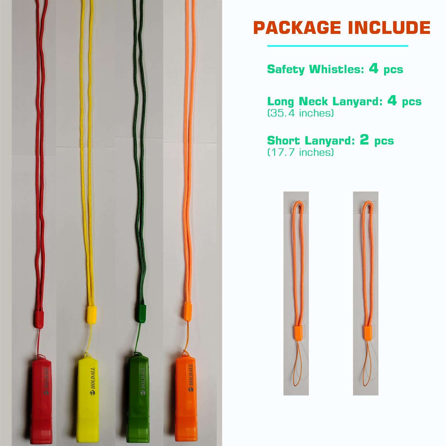 HOLDALL Emergency Safety Whistle with Lanyard, Loud Pea-Less Whistles for Boating Kayaking Life Vest Survival Rescue Signaling. 2