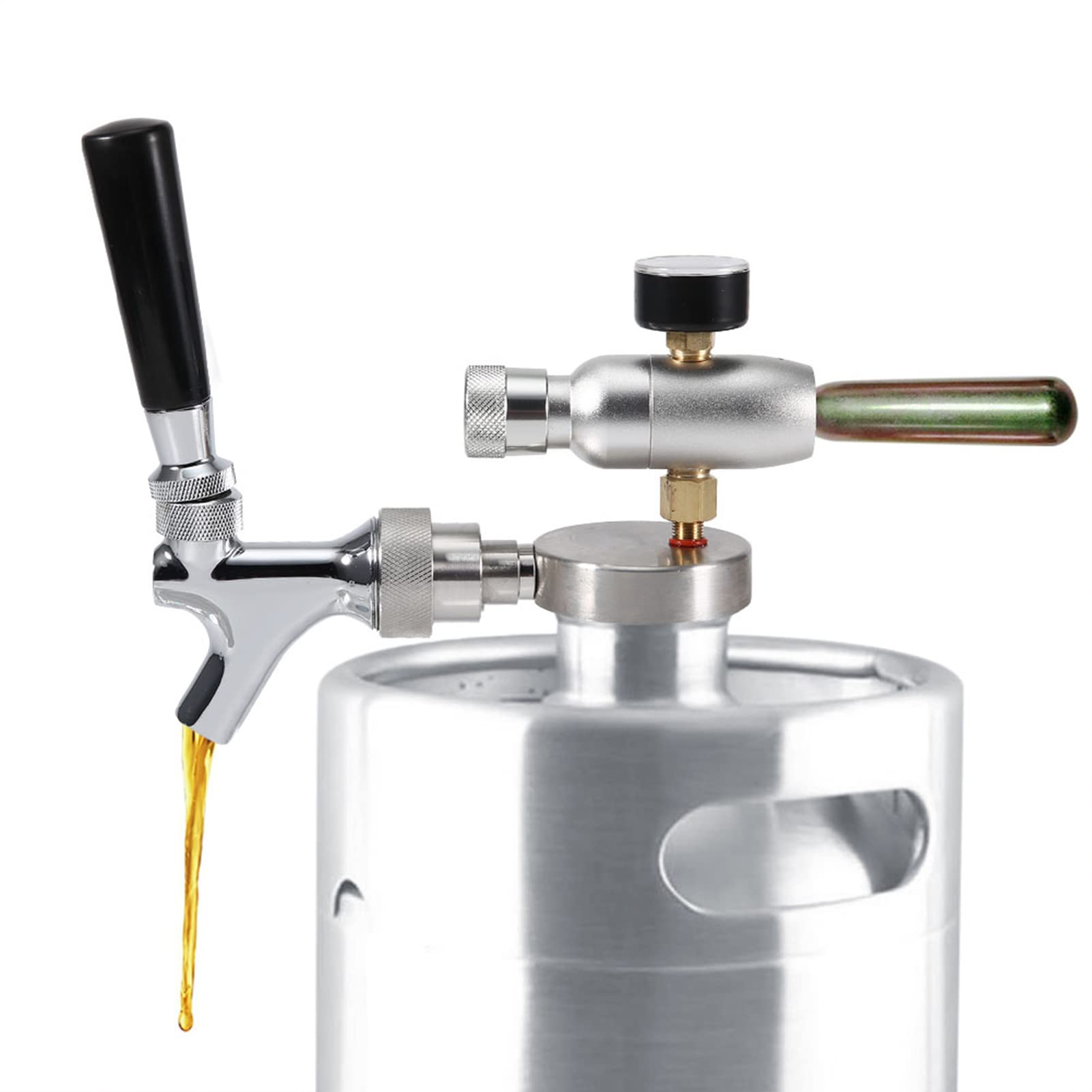 Stainless Steel Beer Spear Tap Dispenser Kit for 2L/3.6L/4L Mini Keg Growler with Premium Sealing, Quick Connection 4