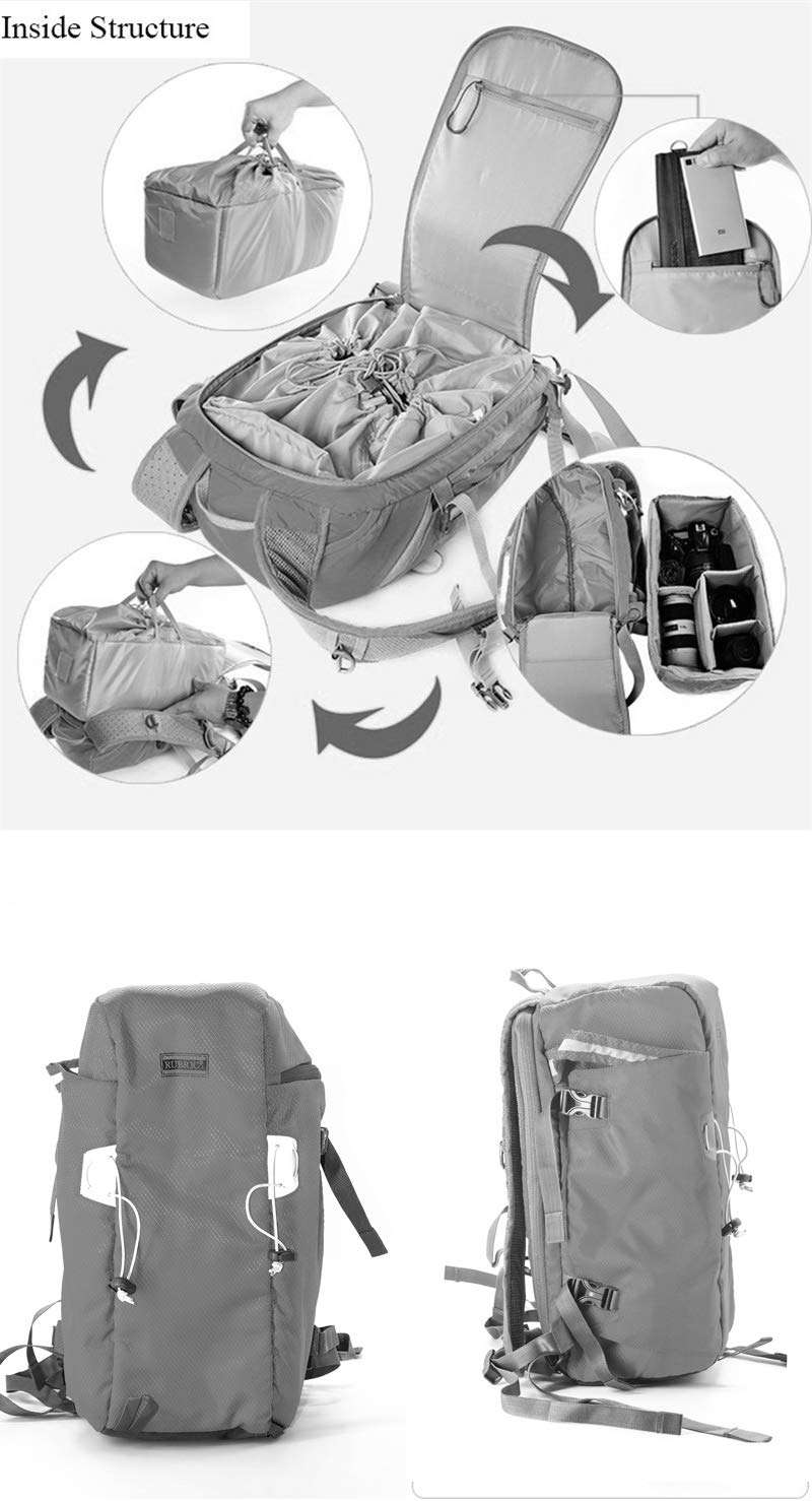 RUBRIC? E5 Backpack Bag for DSLR Camera Canon Sony Nikon, Orange Waterproof Anti Theft Front Open (B5ck, Black) 5