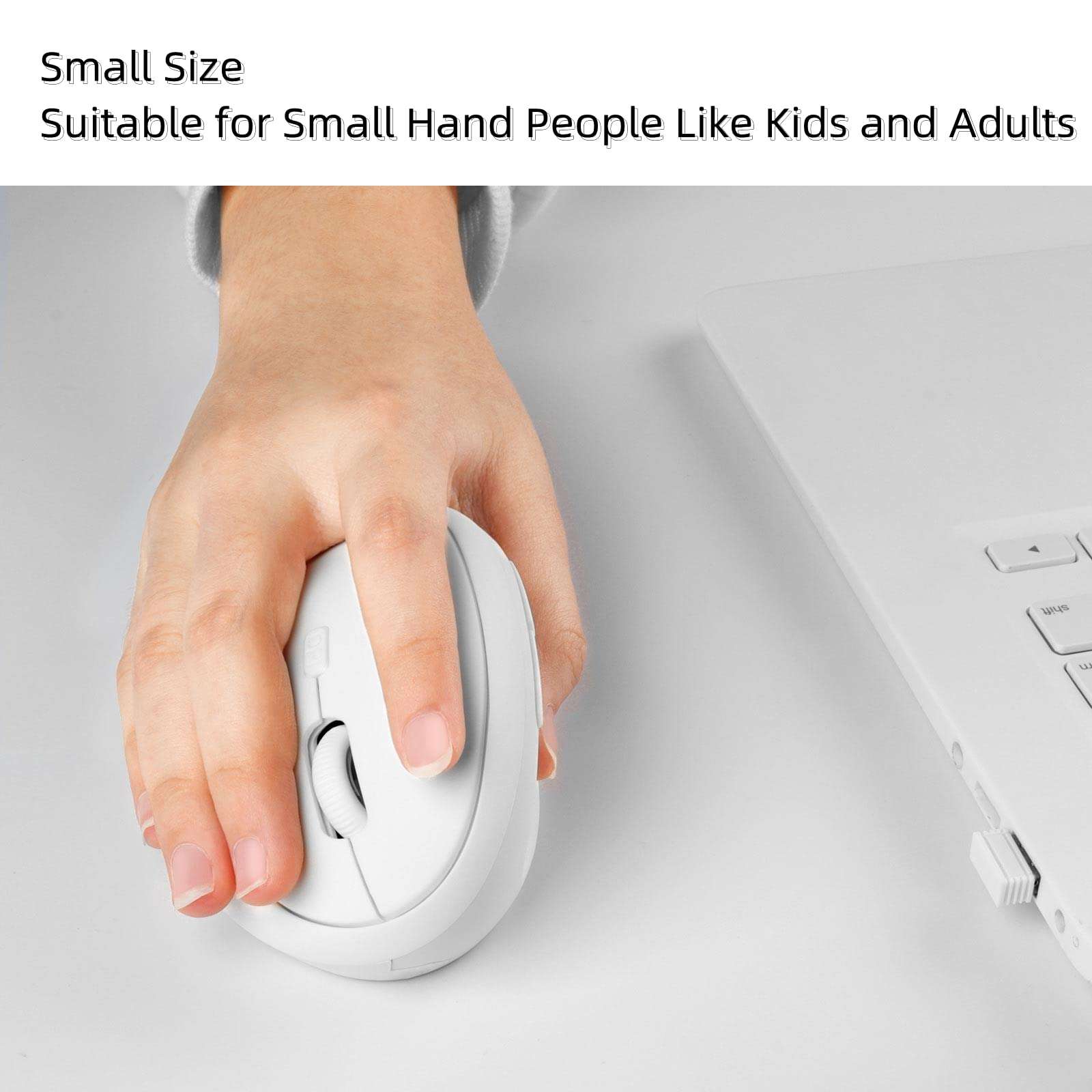 Ergonomic Wireless Vertical Mouse, Rechargeable 2.4G USB Portable Silent Optical Cordless Mouse with 6 Buttons 3 Adjustable DPI (800-1200-1600) for PC Desktop Laptop Notebook (White) 2