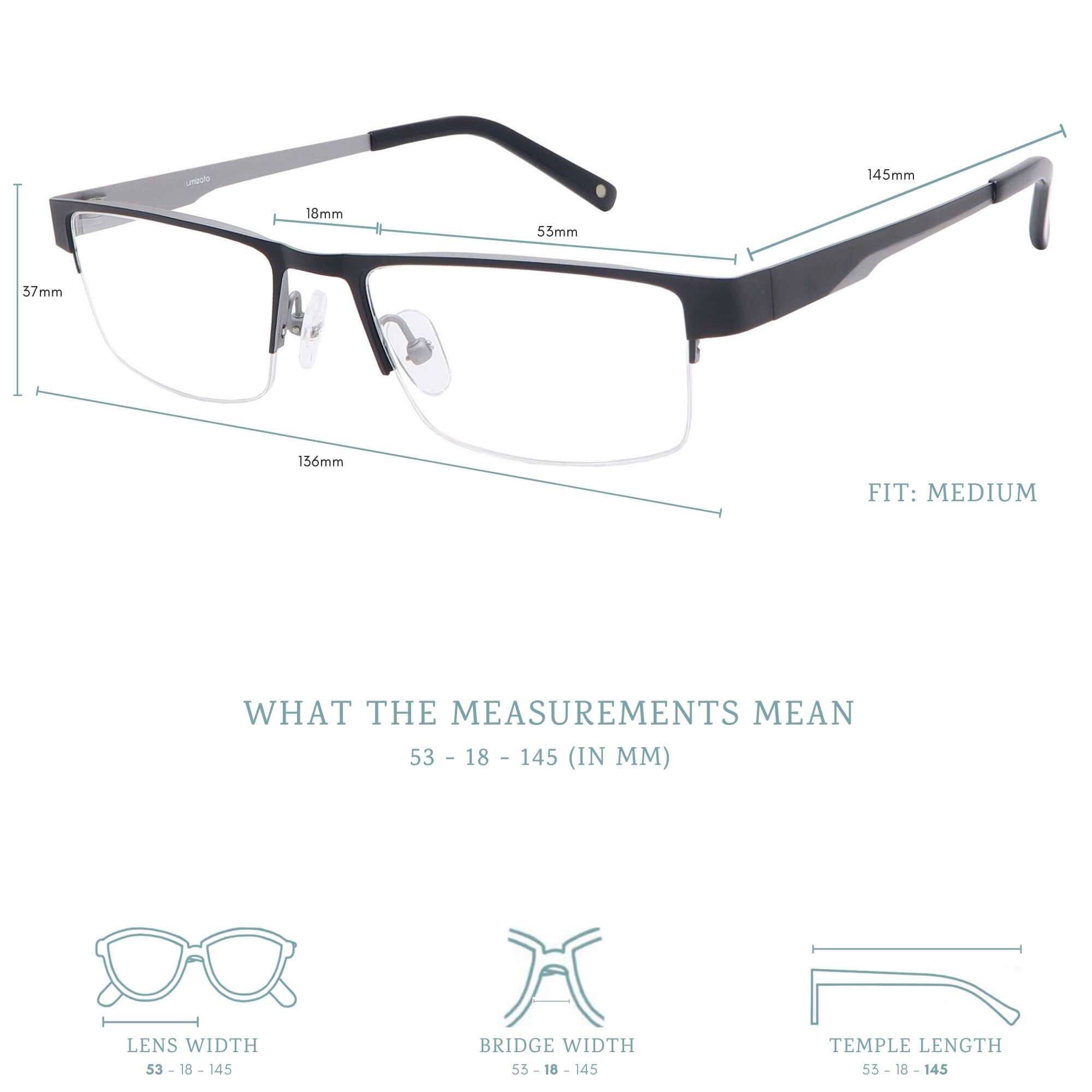 umizato FUJI Blue Light Glasses Men Women - Titanium Semi-Rimless Gaming Eyewear, Computer Blocking Glasses Filtering (Black Silver, 0) 6