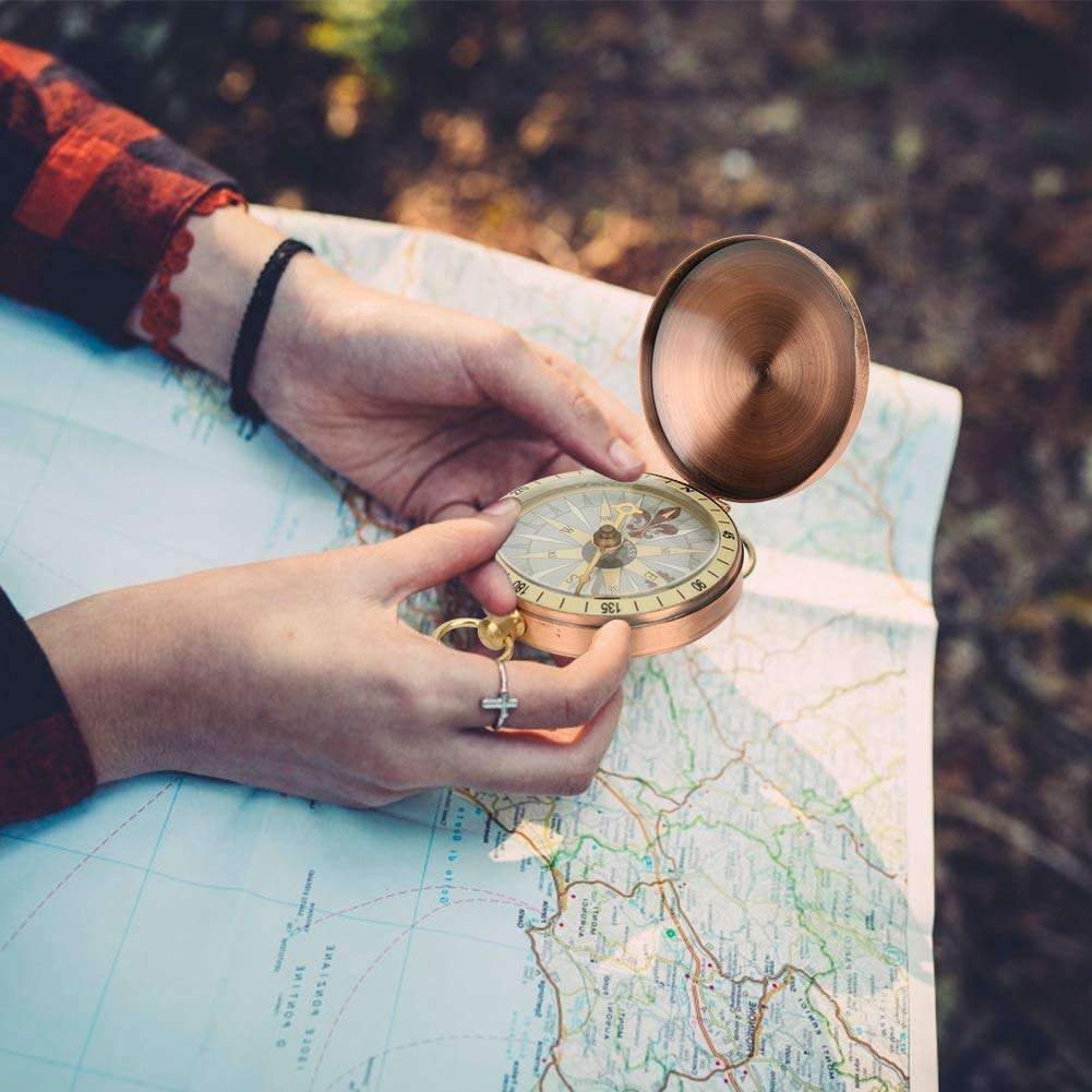 Vbest life Portable Vintage Retro Metal Copper Flip Cover Pocket Watch for Camping Hiking Boating() 5