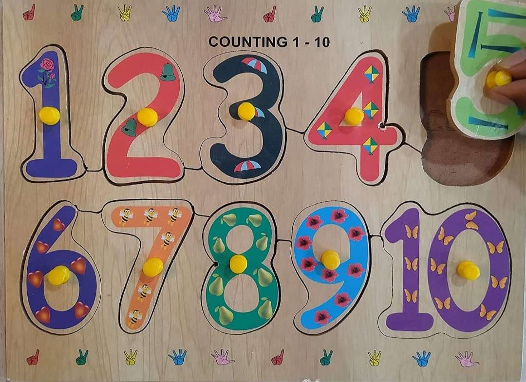 MEHRANSH® Wooden Colorful Learning Educational Board with Knobs for Kids, Educational Learning Wooden Board Tray (1-10) 1